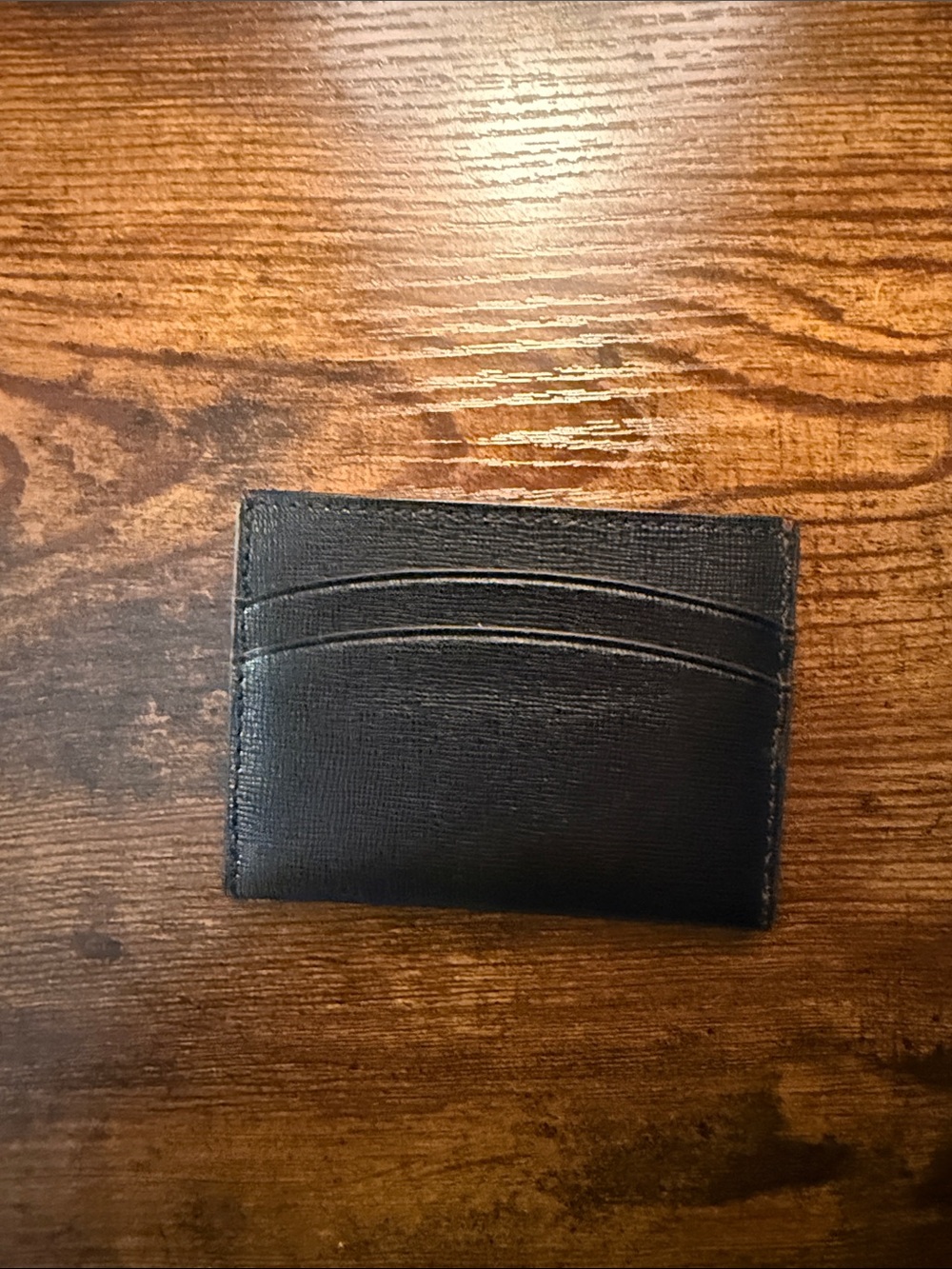 Tory Burch Black Leather Card Holder with Gold Logo Medallion - Picture 2 of 2
